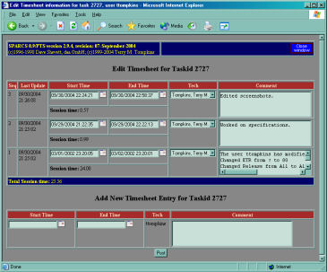 Edit Timesheet Screen